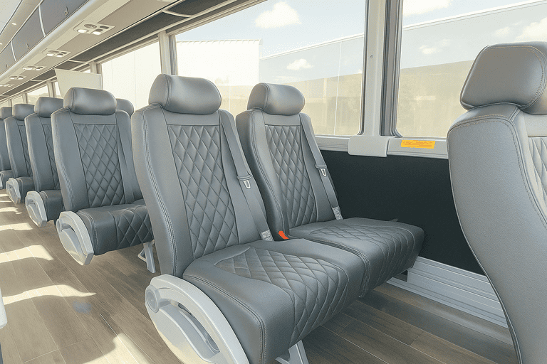 interior of Salinas Minibus Company charter bus